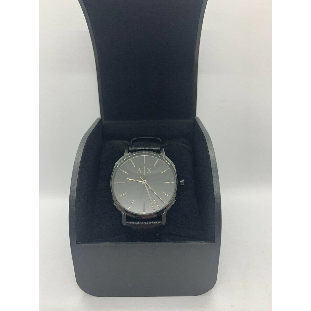 Armani Exchange Cayde Black Watch AX2705 NEW IN BOX Black Leather Strap